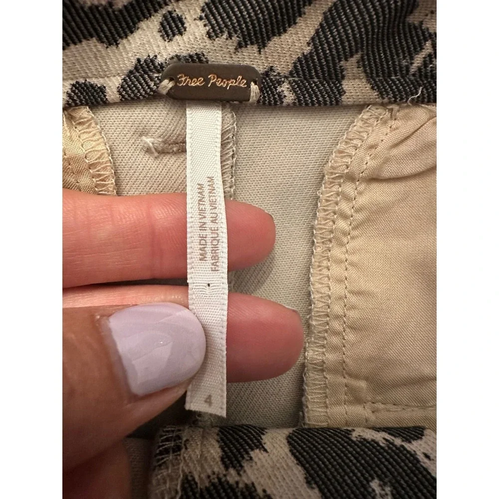 Free People Leopard‎ Print Slim Trousers Tan Brown Animal OB2106024 Womens 4